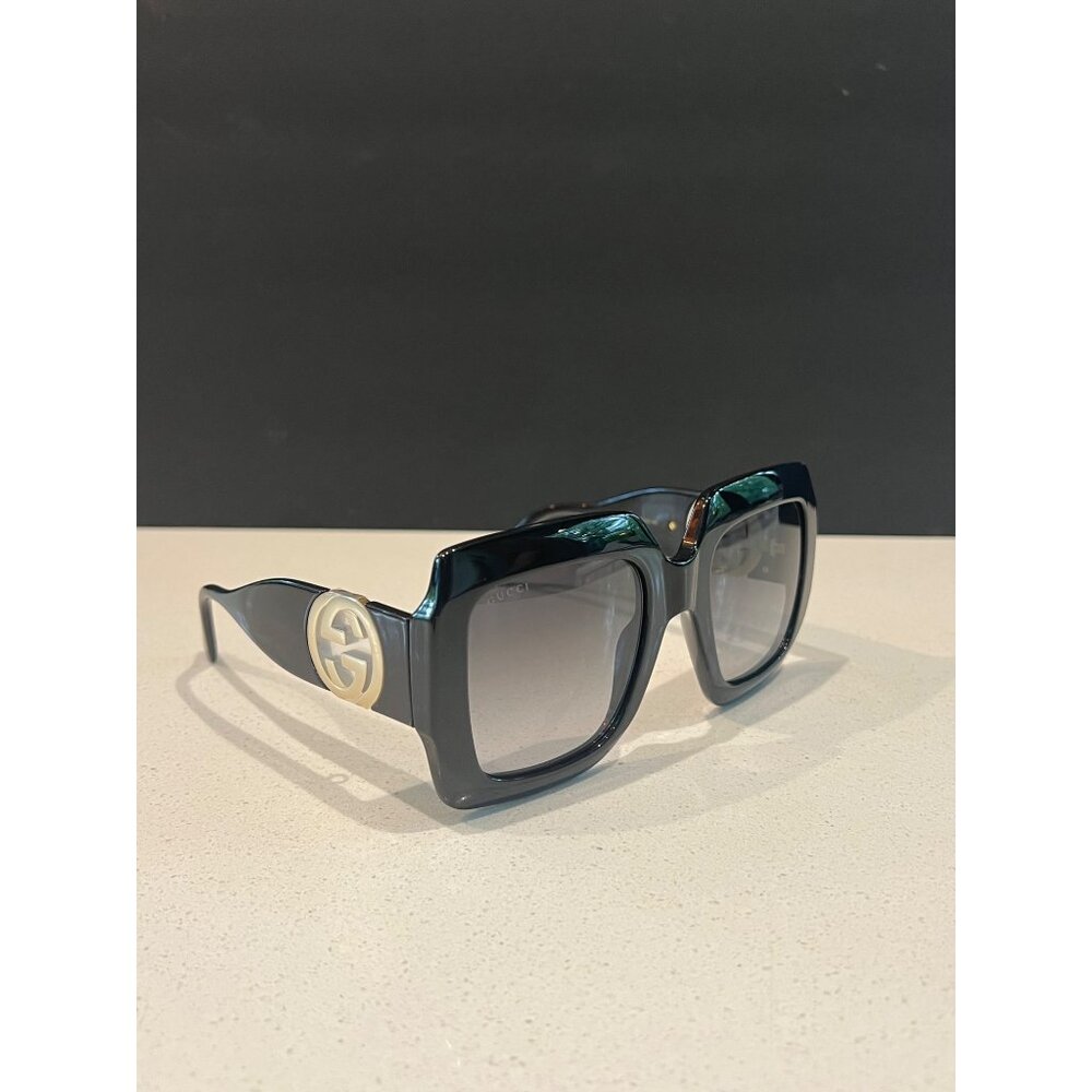 Gucci GG1022S 001 Gold Black Grey 54mm Gradient Lens Sunglasses - Picture 10 of 11